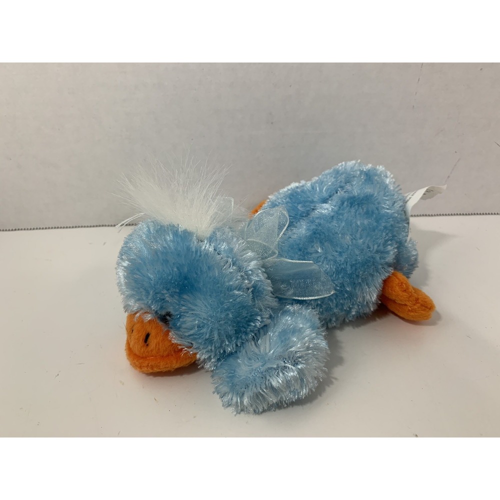 Atico plush blue small duckling duck chick white hair stuffed animal lying down